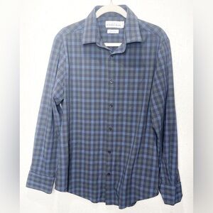 Mizzen+Main Leeward Plaid Shirt Long Sleeve Button Front Size Medium Navy Green